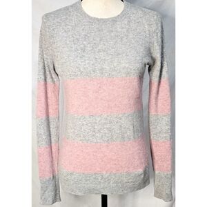Banana Republic Filpucci Striped Sweater Merino Wool Cashmere Pink Gray